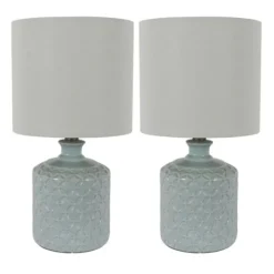 Kirkland's Home Soft Blue Embossed Ceramic Table Lamps, Set Of 2- Table Lamps