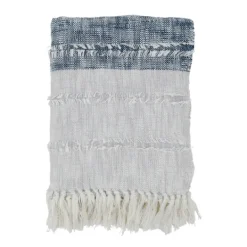 Kirkland's Home Soft Blue Textured Striped Tassel Throw- Blankets & Throws