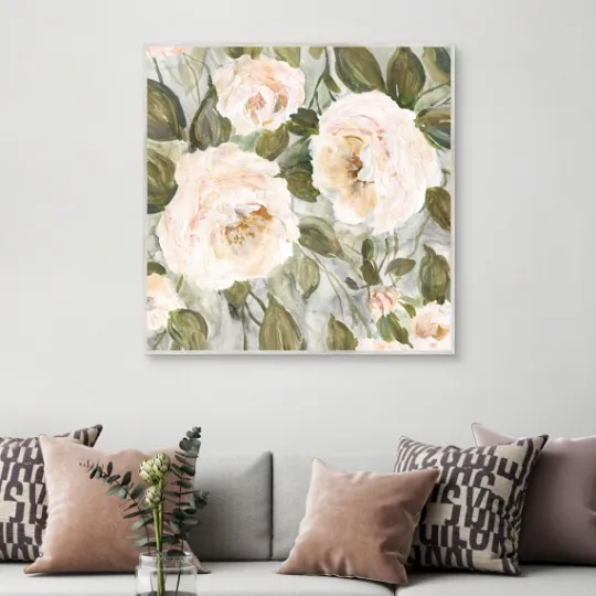 Kirkland's Home Soft California Roses Framed Canvas Art- Framed Art