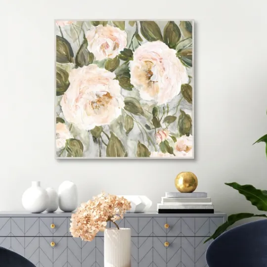 Kirkland's Home Soft California Roses Framed Canvas Art- Framed Art