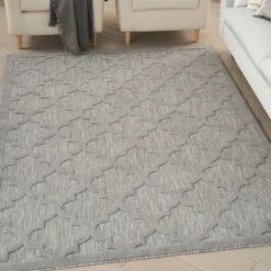 Kirkland's Home Soft Silver Trellis Outdoor Area Rug, 4X6- Outdoor Rugs