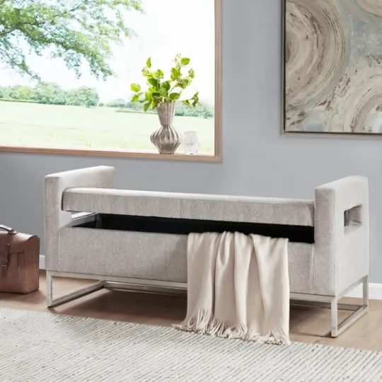 Kirkland's Home Soft Storage Bench With Open Sides- Benches & Ottomans