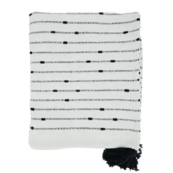 Kirkland's Home Soot Black Textured Striped Tassel Throw- Blankets & Throws