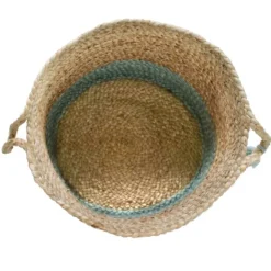 Kirkland's Home Spa Blue And Tan Woven Basket With Tassel, 17 In.- Baskets & Boxes