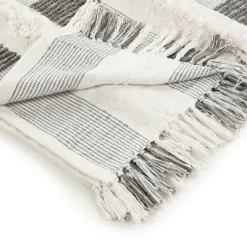 Kirkland's Home Spencer Gray And White Plaid Throw- Blankets & Throws