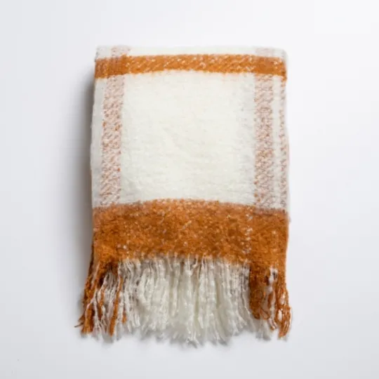 Kirkland's Home Spice Windowpane Faux Mohair Throw- Blankets & Throws