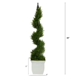 Kirkland's Home Spiral Cypress Topiary In White Planter, 48 In.- Trees & Topiaries