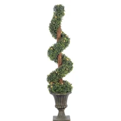 Kirkland's Home Spiral Pre-Lit Boxwood Potted Topiary- Trees & Topiaries