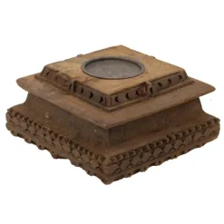 Kirkland's Home Square Carved Wood Pillar Candle Holder- Candle Holders