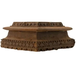 Kirkland's Home Square Carved Wood Pillar Candle Holder- Candle Holders