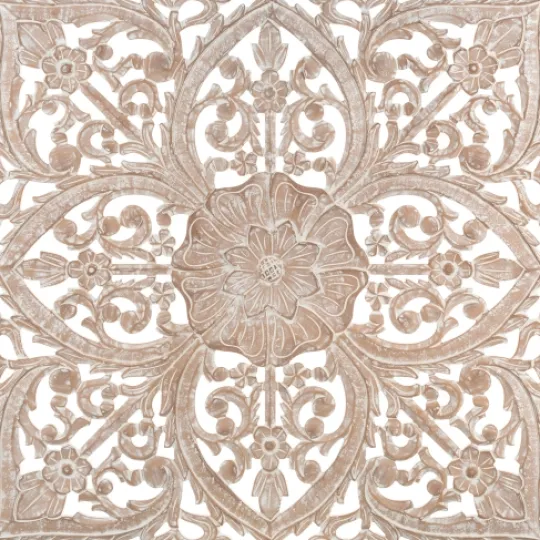 Kirkland's Home Square Champagne Floral Wood Plaque- Wall Plaques