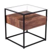 Kirkland's Home Square Metal And Wood Glass Top Accent Table- Accent & End Tables