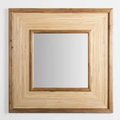 Kirkland's Home Square Pampas Grass And Wood Mirror- Decorative Mirrors