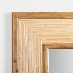 Kirkland's Home Square Pampas Grass And Wood Mirror- Decorative Mirrors