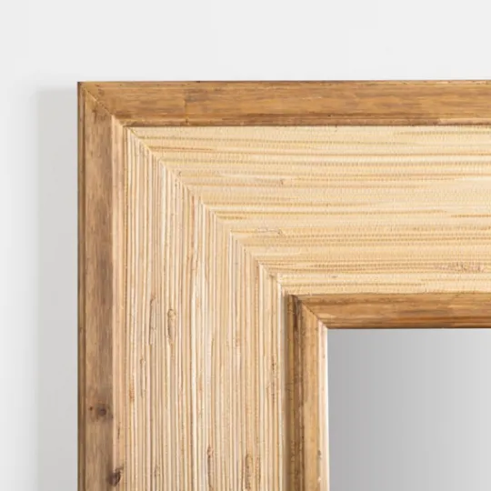 Kirkland's Home Square Pampas Grass And Wood Mirror- Decorative Mirrors