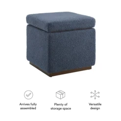 Kirkland's Home Square Sherpa Upholstered Storage Ottoman- Benches & Ottomans