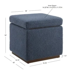 Kirkland's Home Square Sherpa Upholstered Storage Ottoman- Benches & Ottomans