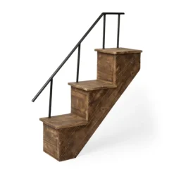 Kirkland's Home Staircase Wood And Metal Wall Shelf- Shelves