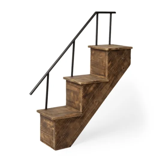 Kirkland's Home Staircase Wood And Metal Wall Shelf- Shelves