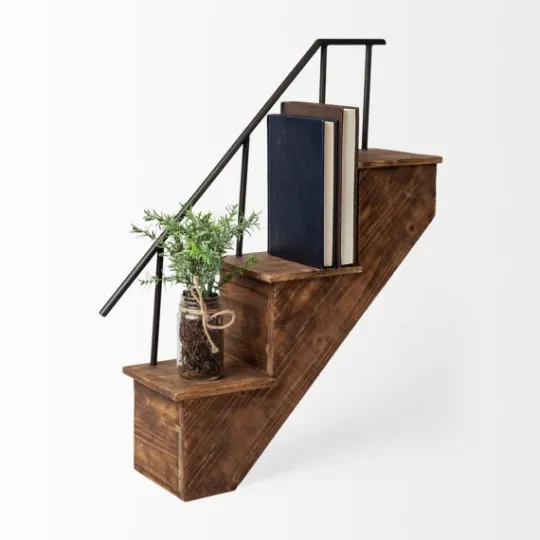 Kirkland's Home Staircase Wood And Metal Wall Shelf- Shelves