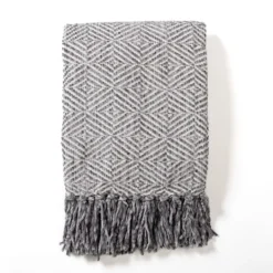 Kirkland's Home Steel Diamond Chenille Throw- Blankets & Throws