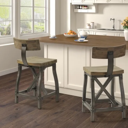 Kirkland's Home Steel Gray Rounded Back Industrial Counter Stool- Bar Stools & Counter Height Stools