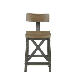 Kirkland's Home Steel Gray Rounded Back Industrial Counter Stool- Bar Stools & Counter Height Stools