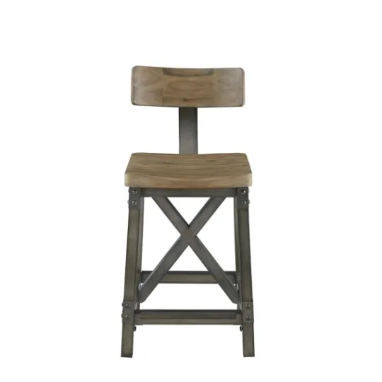 Kirkland's Home Steel Gray Rounded Back Industrial Counter Stool- Bar Stools & Counter Height Stools