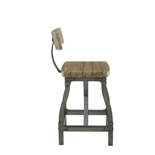 Kirkland's Home Steel Gray Rounded Back Industrial Counter Stool- Bar Stools & Counter Height Stools