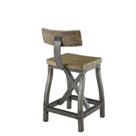 Kirkland's Home Steel Gray Rounded Back Industrial Counter Stool- Bar Stools & Counter Height Stools