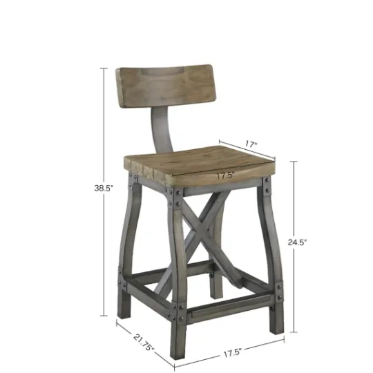 Kirkland's Home Steel Gray Rounded Back Industrial Counter Stool- Bar Stools & Counter Height Stools