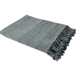 Kirkland's Home Steel Woven Stripes Cotton Throw- Blankets & Throws