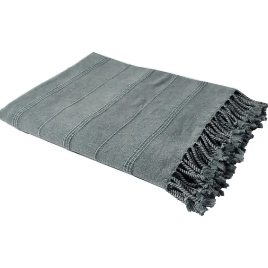 Kirkland's Home Steel Woven Stripes Cotton Throw- Blankets & Throws