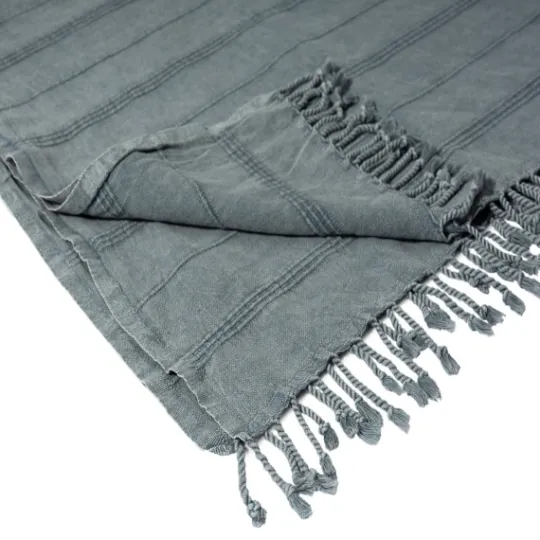 Kirkland's Home Steel Woven Stripes Cotton Throw- Blankets & Throws