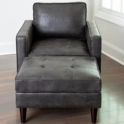 Kirkland's Home Steele Wyatt Faux Leather Ottoman- Benches & Ottomans