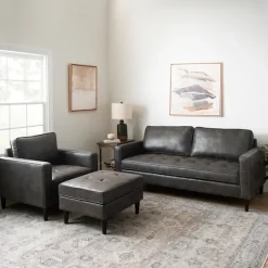 Kirkland's Home Steele Wyatt Faux Leather Ottoman- Benches & Ottomans