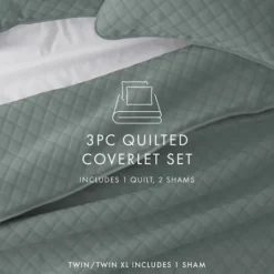 Kirkland's Home Stitched Diamond 3-Pc. King Quilt Set- Quilts