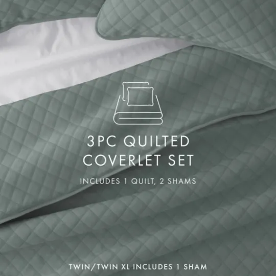 Kirkland's Home Stitched Diamond 3-Pc. Queen Quilt Set- Quilts