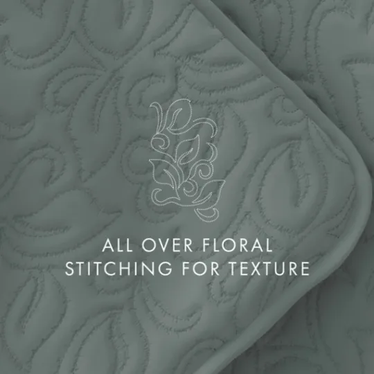 Kirkland's Home Stitched Floral 3-Pc. King Quilt Set- Quilts