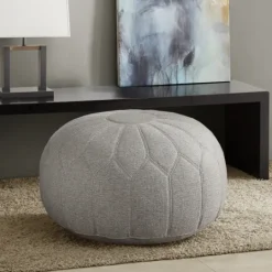 Kirkland's Home Stitched Round Ottoman- Benches & Ottomans