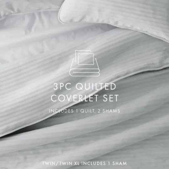 Kirkland's Home Stitched Stripes 3-Pc. King Quilt Set- Quilts