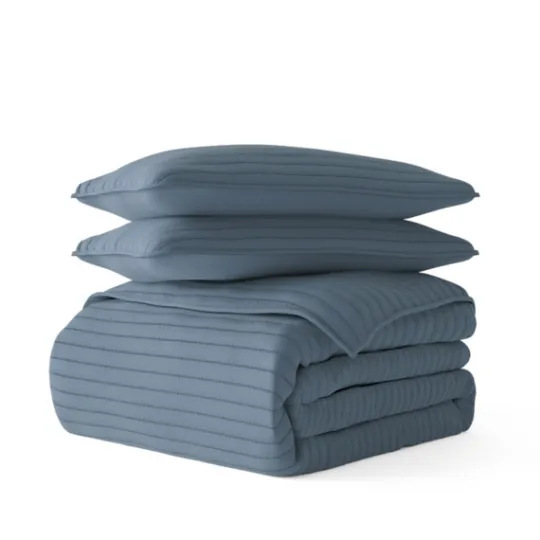 Kirkland's Home Stitched Stripes 3-Pc. King Quilt Set- Quilts