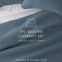 Kirkland's Home Stitched Stripes 3-Pc. King Quilt Set- Quilts