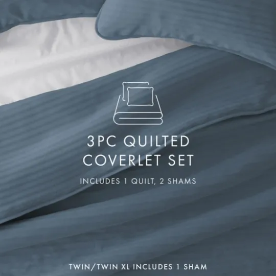 Kirkland's Home Stitched Stripes 3-Pc. King Quilt Set- Quilts
