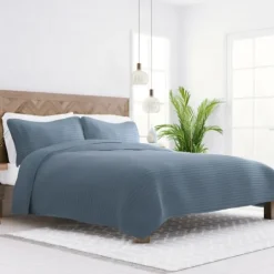 Kirkland's Home Stitched Stripes 3-Pc. Queen Quilt Set- Quilts