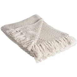 Kirkland's Home Stone Chevron And Fringe Throw- Blankets & Throws