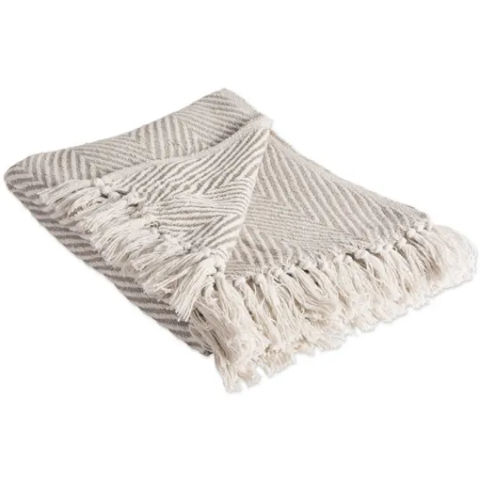 Kirkland's Home Stone Chevron And Fringe Throw- Blankets & Throws
