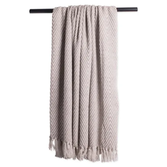 Kirkland's Home Stone Chevron And Fringe Throw- Blankets & Throws