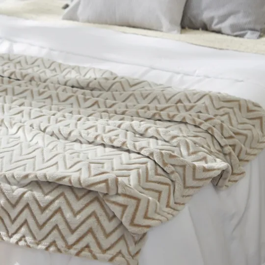 Kirkland's Home Stone Chevron Plush Throw- Blankets & Throws