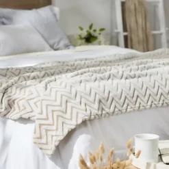 Kirkland's Home Stone Chevron Plush Throw- Blankets & Throws